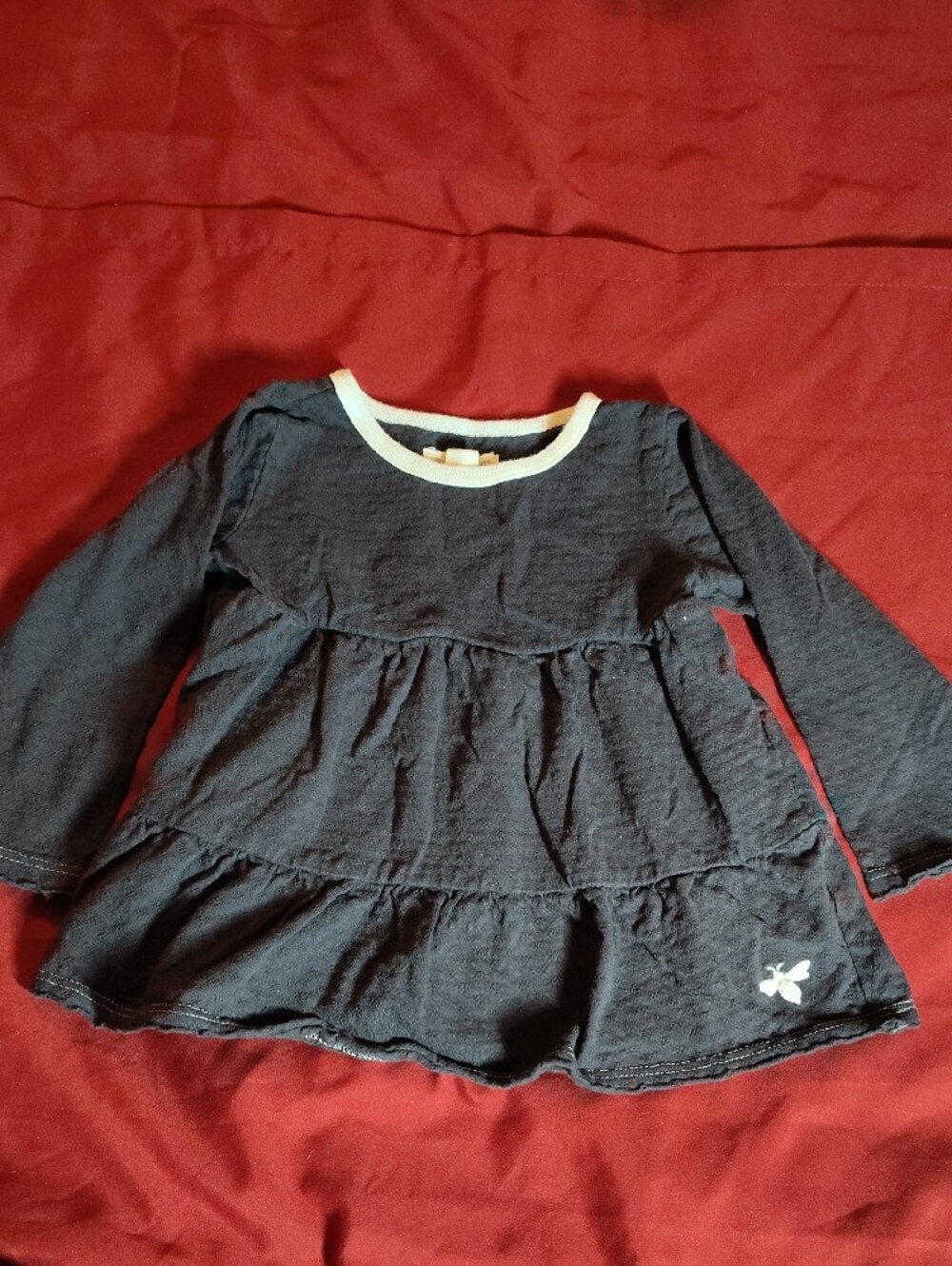 Duo-Burberry Navy Long Sleeve Peplum Top with Cream Floral Tee Set - Picture 5 of 8